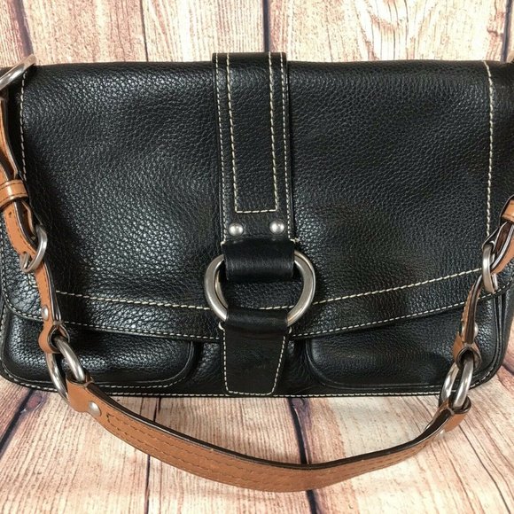 Black Leather Coach Shoulder Bag - Picture 1 of 4